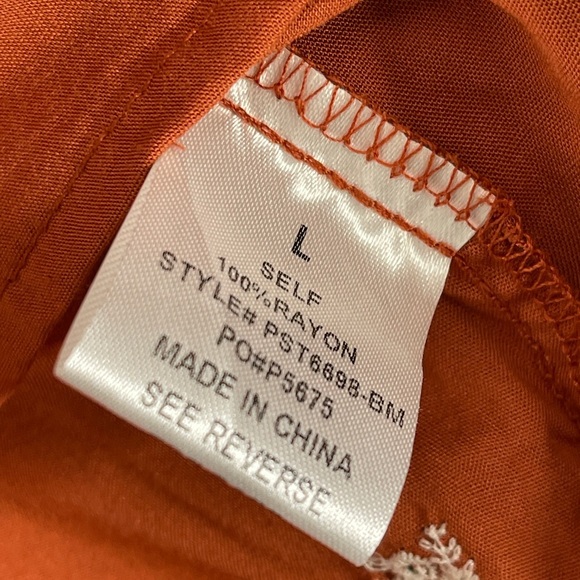 Böhme Embroidered Floral Rust Blouse Tie On Back Bohemian  Size Large - Picture 6 of 7